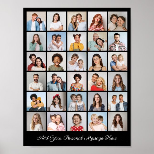 Create Your Own 30 Photo Collage Add Your Greeting Poster (Front)