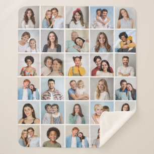 Create Your Own 30 Photo Collage Sherpa Blanket