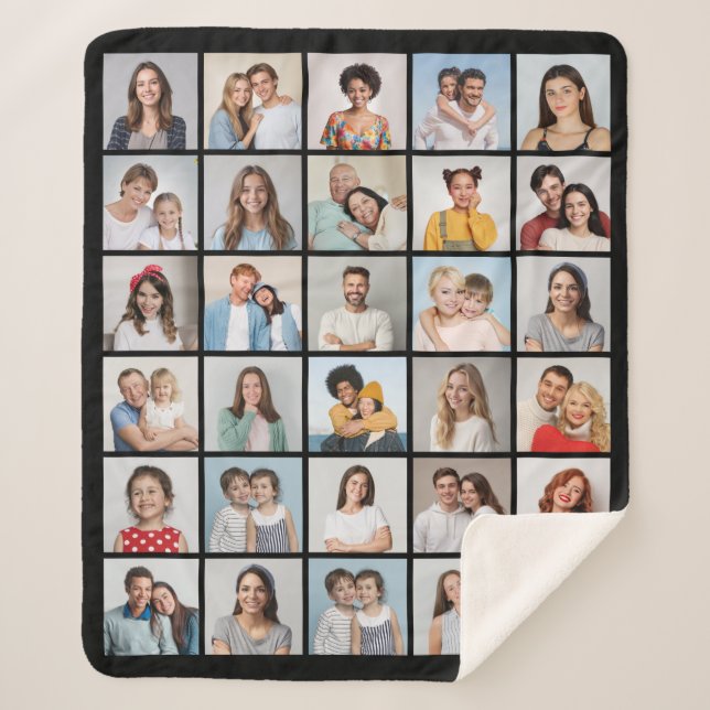 Create Your Own 30 Photo Collage Sherpa Blanket (Front)