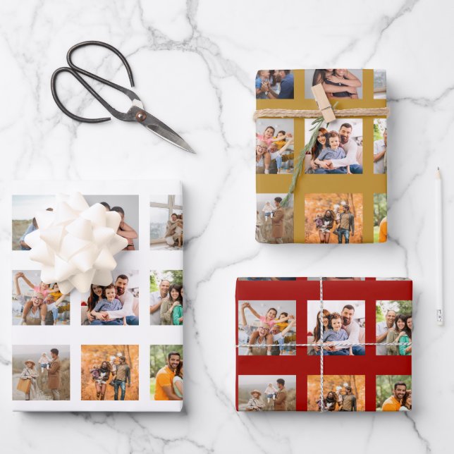 Create Your Own 35 Photo Collage Wrapping Paper Sheet (Front)
