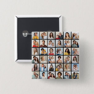 Create Your Own 36 Photo Collage 15 Cm Square Badge