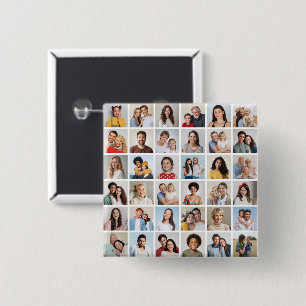 Create Your Own 36 Photo Collage 15 Cm Square Badge