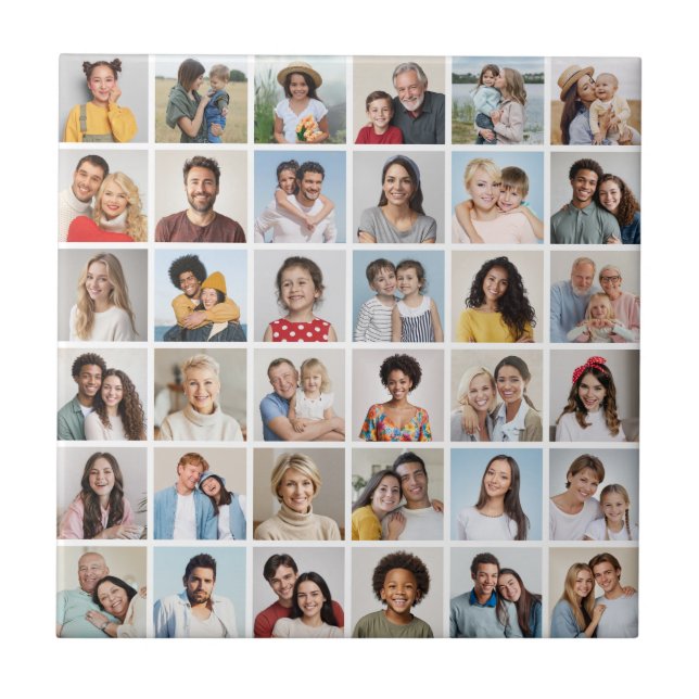 Create Your Own 36 Photo Collage Ceramic Tile (Front)