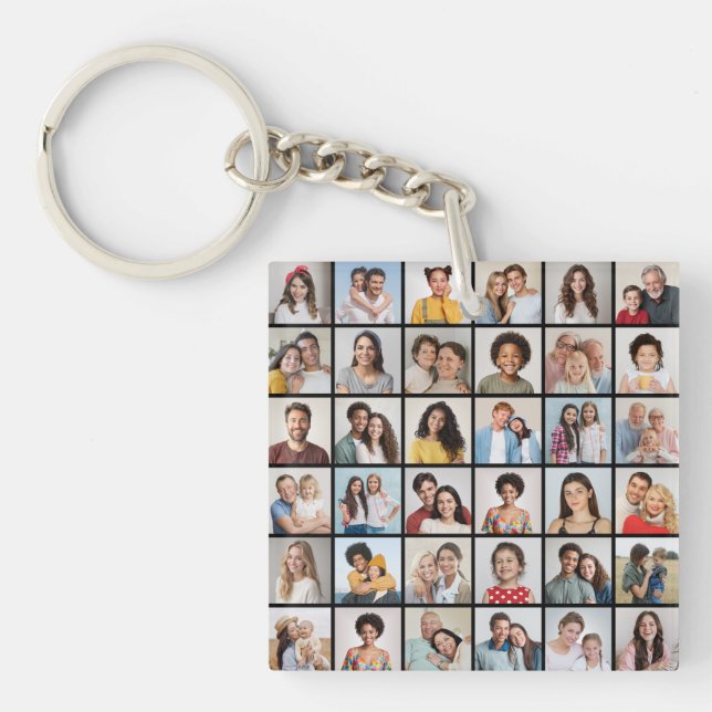 Create Your Own 36 Photo Collage Key Ring (Front)
