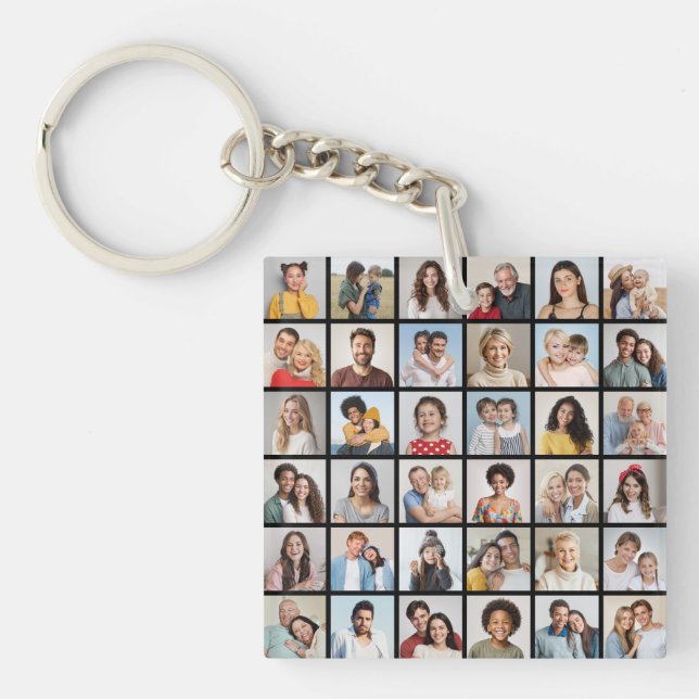 Create Your Own 36 Photo Collage Key Ring (Front)