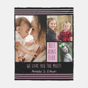 Create Your Own  3 Photo Collage Best Aunt Ever   Fleece Blanket