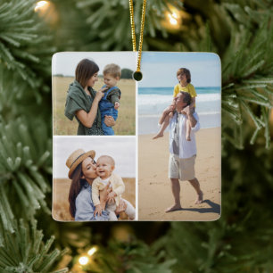 Create Your Own 3 Photo Collage Ceramic Ornament