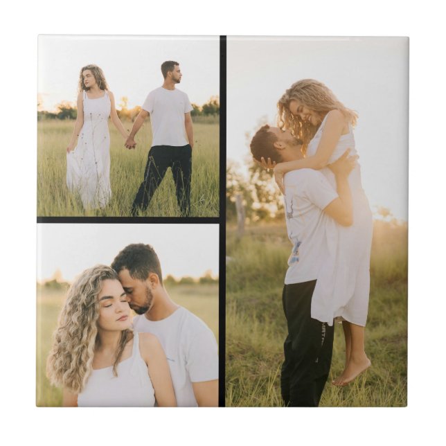 Create Your Own 3 Photo Collage Ceramic Tile (Front)