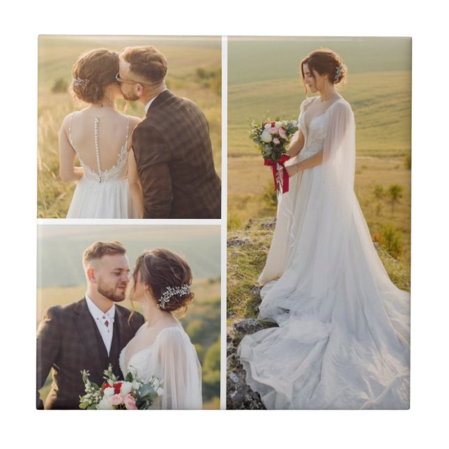 Create Your Own 3 Photo Collage Ceramic Tile (Front)