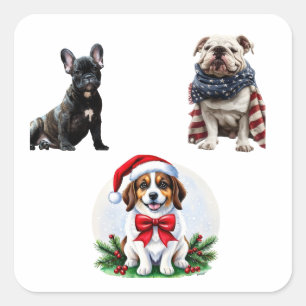 Create Your Own 3 Photo Collage Custom Square Sticker