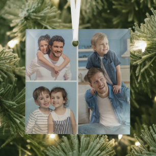 Create Your Own 3 Photo Collage Glass Tree Decoration