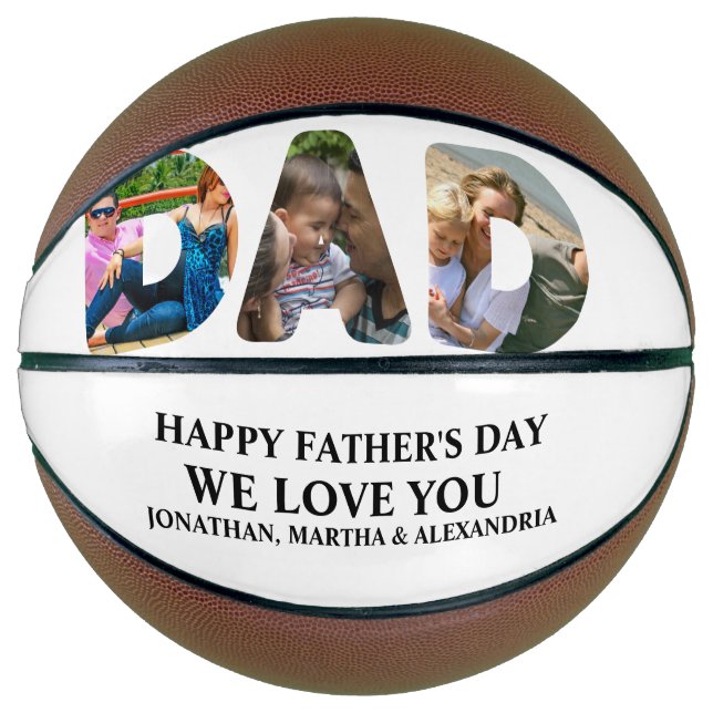 Create your own 3 photo collage Happy Fathers day Basketball (Front)