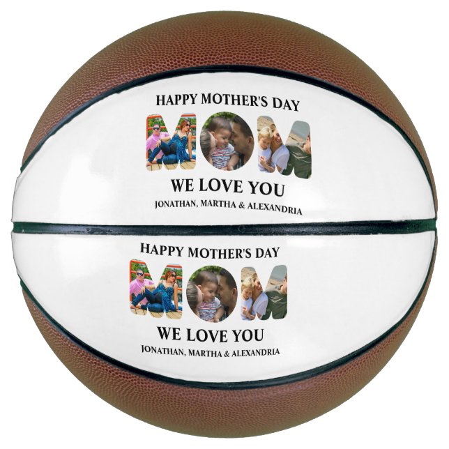 Create your own 3 photo collage Happy Mothers day Basketball (Front)
