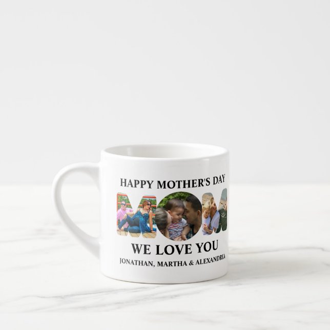Create your own 3 photo collage Happy Mothers day Espresso Cup (Left)