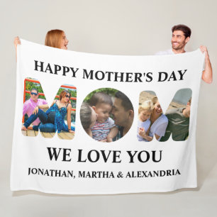 Create your own 3 photo collage Happy Mothers day Fleece Blanket