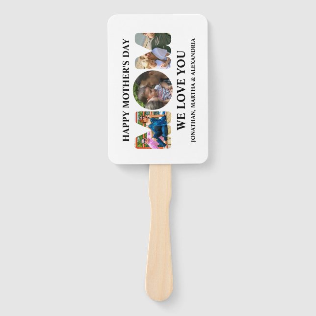 Create your own 3 photo collage Happy Mothers day Hand Fan (Front)