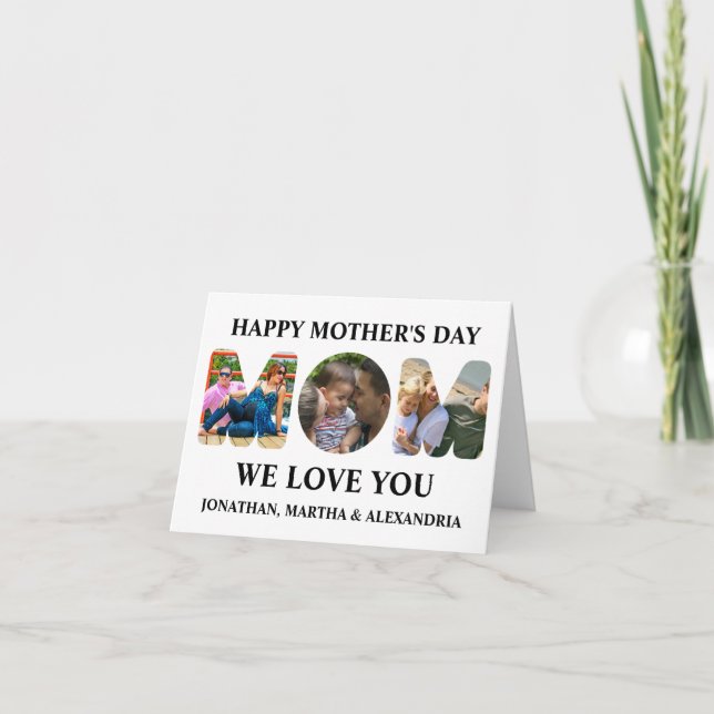 Create your own 3 photo collage Happy Mothers day  Thank You Card (Front)