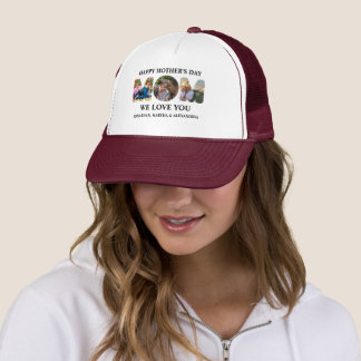 Create your own 3 photo collage Happy Mothers day Trucker Hat