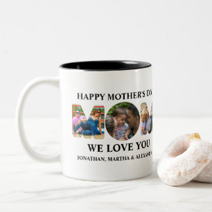 Create your own 3 photo collage Happy Mothers day Two-Tone Coffee Mug