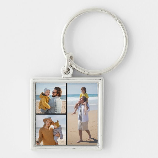 Create Your Own 3 Photo Collage Key Ring (Front)