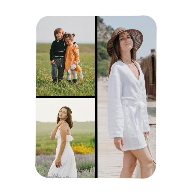 Create Your Own 3 Photo Collage Magnet (Vertical)
