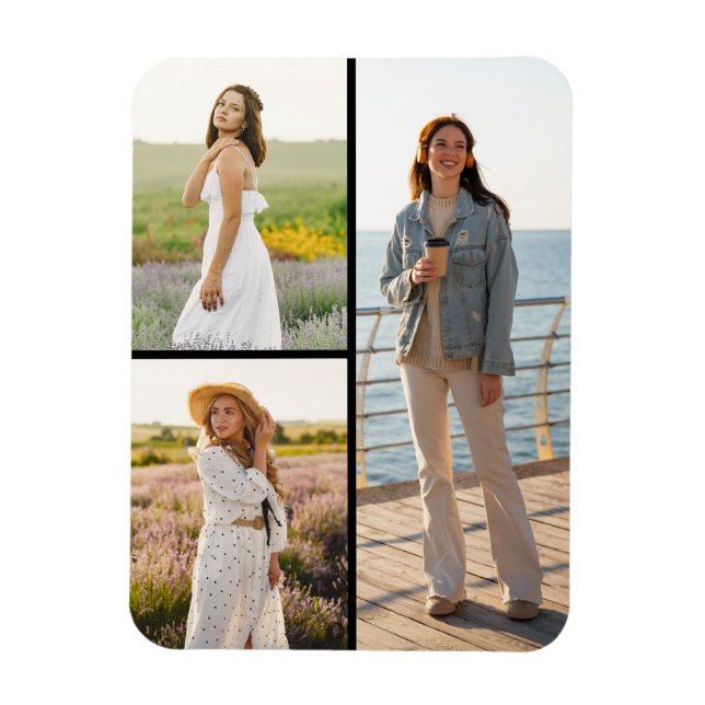 Create Your Own 3 Photo Collage Magnet (Vertical)