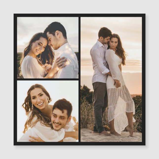 Create Your Own 3 Photo Collage Magnetic Card (Front)