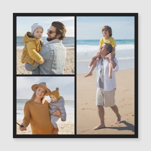 Create Your Own 3 Photo Collage Magnetic Card (Front)