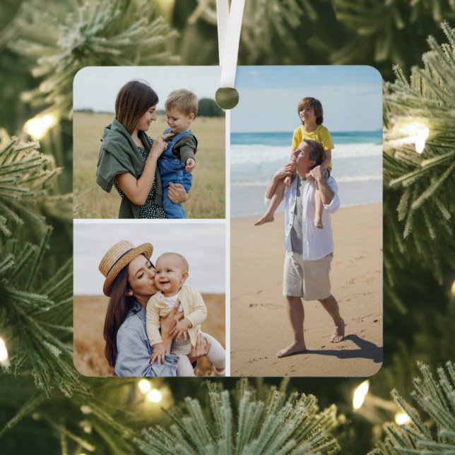 Create Your Own 3 Photo Collage Metal Tree Decoration (Insitu)