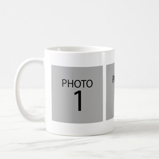 Create Your Own 3 Square Photo Collage Memories Coffee Mug (Left)