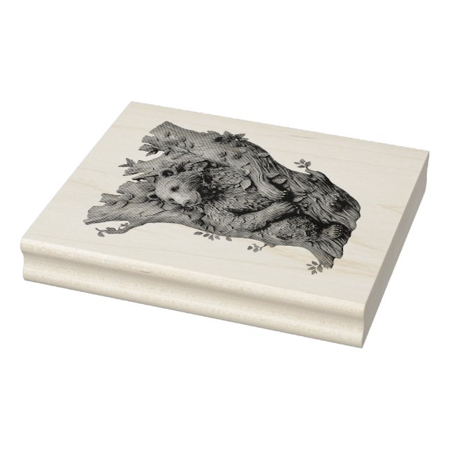 Create Your Own 3D Faux Bois Carved Wood Bear Rubber Stamp (Stamp)