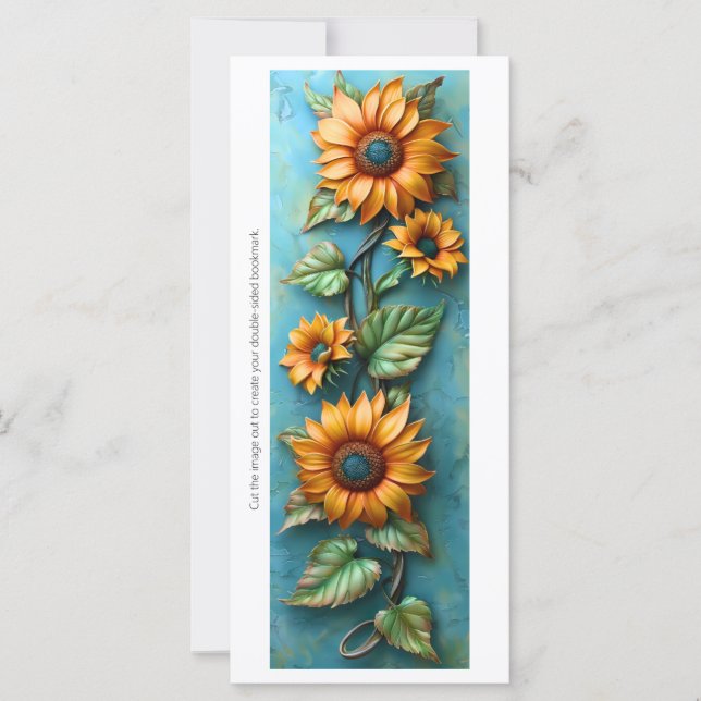 Create Your Own 3D Metallic Sunflowers Bookmark (Front)
