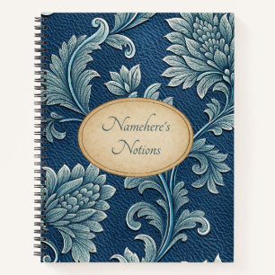 Create Your Own 3D Teal Embossed Vintage Floral Notebook
