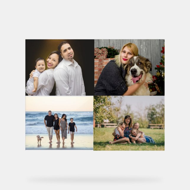 Create Your Own 4 Family Photo Collage  Acrylic Sign (Front)