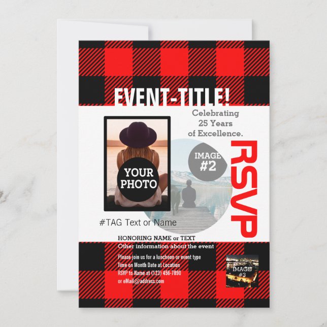 Create Your Own 4 Images 12 Lines of Custom Text Invitation (Front)