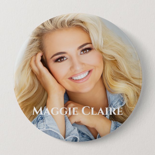 Create your own 4 inch photo button! 10 cm round badge (Front)