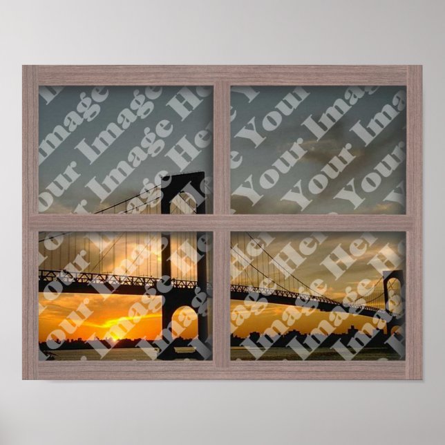 Create Your Own 4 Pane Bleached Wood Window Frame Poster (Front)