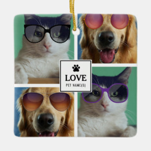 Create Your Own 4 Pet Photo Collage Ceramic Ornament