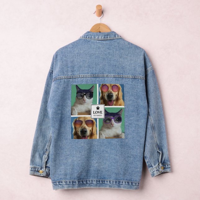 Create Your Own 4 Pet Photo Collage Denim Jacket (Hangar)