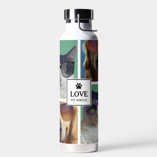 Create Your Own 4 Pet Photo Collage  Water Bottle (Left)