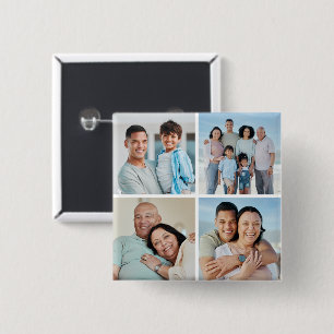 Create Your Own 4 Photo Collage 15 Cm Square Badge