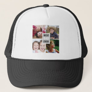 Create Your Own 4 Photo Collage Best Dad Ever Trucker Hat