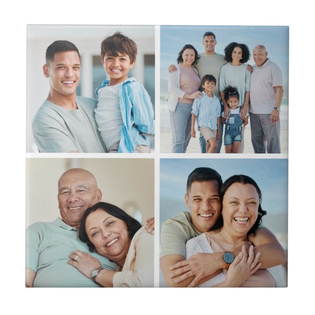 Create Your Own 4 Photo Collage Ceramic Tile (Front)