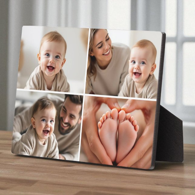 Create Your Own 4 Photo Collage Cute Baby  Plaque (Creator Uploaded)