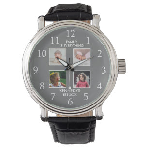 Create Your Own 4 Photo Collage Family Name Watch