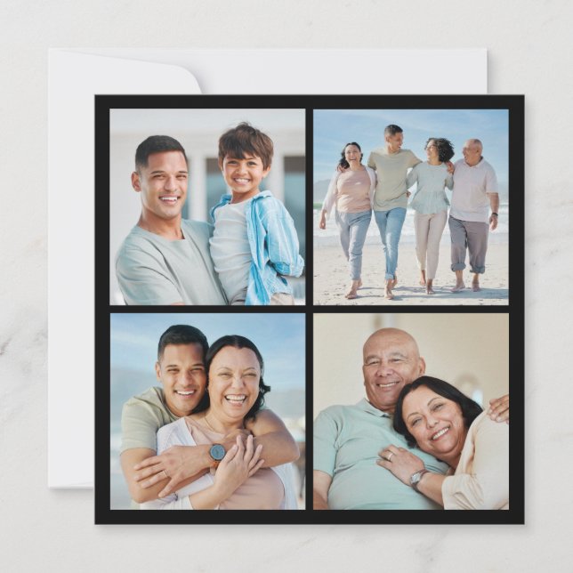 Create Your Own 4 Photo Collage Greeting Card (Front)