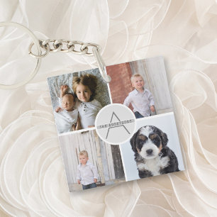 Create Your Own 4 Photo Collage Instagram Monogram Key Ring