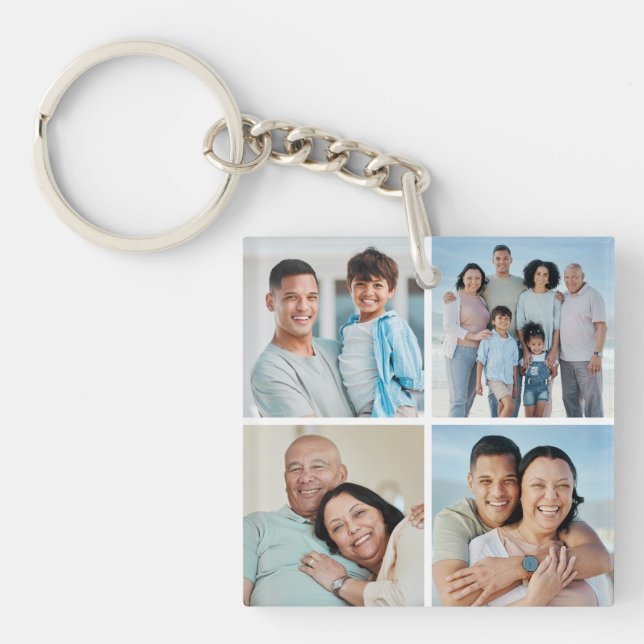 Create Your Own 4 Photo Collage Key Ring (Front)