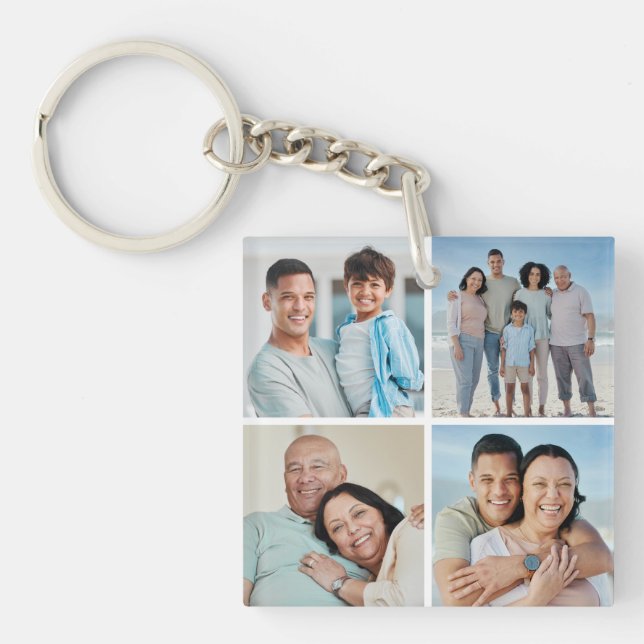 Create Your Own 4 Photo Collage Key Ring (Front)