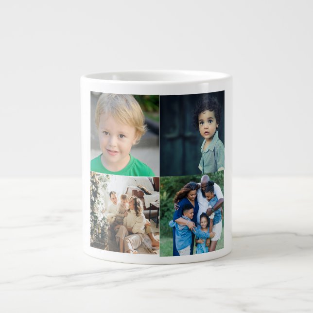 Create Your Own 4 Photo Collage Large Coffee Mug (Front)